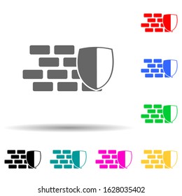 shield and wall multi color style icon. Simple glyph, flat vector of cyber security icons for ui and ux, website or mobile application