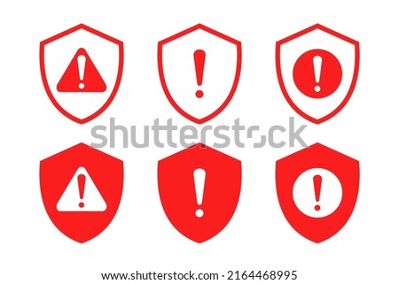 Shield warning error sign. Vector illustration