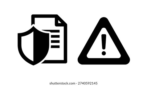 Shield and warning icons on display