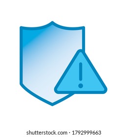 Shield with warning triangle line and gradient style icon design, Label tag banner product and protection theme Vector illustration