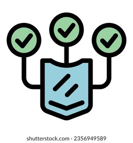 Shield warranty icon outline vector. Certificate card. Guarantee security color flat