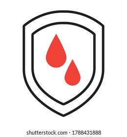 shield with water drops icon over white background, half line half color style, vector illustration