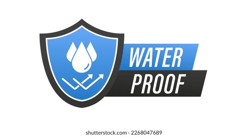 Shield Waterproof icon. Water repellent surface symbol concept isolated on white background, waterproof icon. Water protection icon. Vector illustration