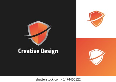 shield and weapon 3d logo design. vector logo for game studio or gaming