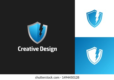 shield and weapon 3d logo design. vector logo for game studio or gaming