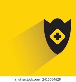 shield weapon icon with shadow on yellow background
