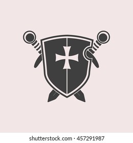 Shield web icon. Isolated illustration