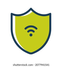 shield web security for wifi single isolated icon with dash or dashed line style
