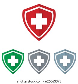 shield with white cross icon sign symbol