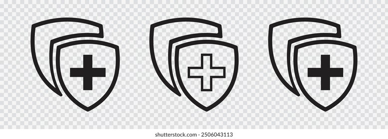 shield with white cross isolated on white background