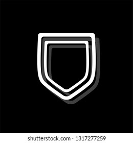 shield. White flat simple icon with shadow