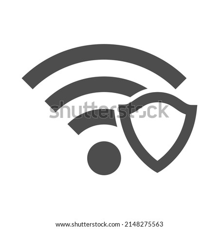 Shield and wifi icon. Protect sign. Vector isolated on white.