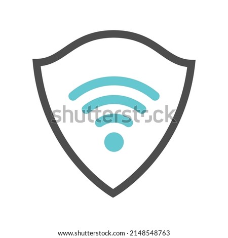 Shield and wifi icon. Protect sign. Vector isolated on white.