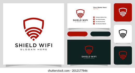 Shield wifi logo design and business card