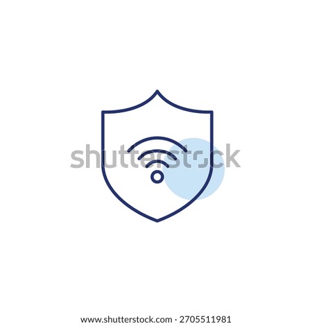 Shield and wi-fi symbol. Safe network access. Pixel perfect, editable stroke vector icon