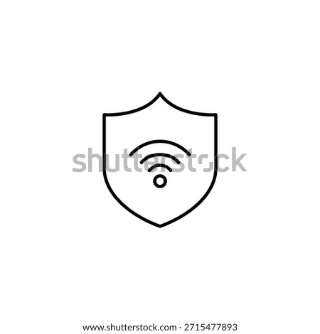 Shield and wi-fi symbol. Safe network access. Pixel perfect, editable stroke vector icon