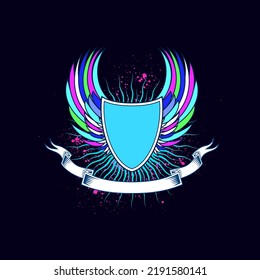 Vector de arte colorido del viento Escudo