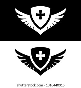 Shield Wing Cross Abstract Logo