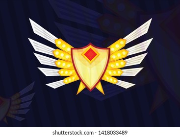 Shield and Wing for e sport team  Game badge Icon Logo