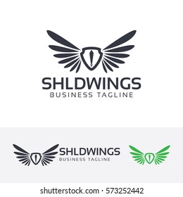 Shield and Wing logo design. Classic badge and emblem design concept. Vector logo template