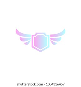 shield with wing logo design in gradient color style on white background, shield with wing icon, logo design template, symbol for company