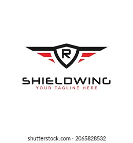 shield wing logo design vector. logo template