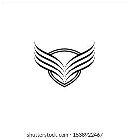 Shield with wing logo template vector illustration
