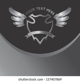 shield wing metal ribbon art