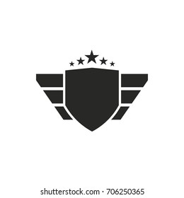 Shield with Wing and Star Emblem Badge Vector