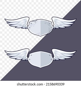 Shield and wings cartoon set vector illustration