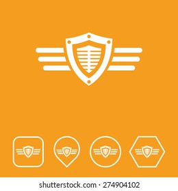 Shield & Wings Icon on Flat UI Colors with Different Shapes. Eps-10.