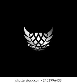 Blindaje con alas insignia Vector aislado ilustración.