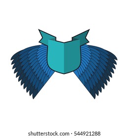 Shield and wings logo. Heraldic emblem. Antique coat template