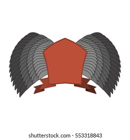 Shield and wings logo. Heraldic emblem. Antique coat template
