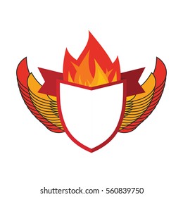 Shield and wings logo. Heraldic emblem. Antique coat template
