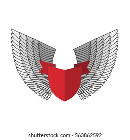 Shield and wings logo. Heraldic emblem. Antique coat template