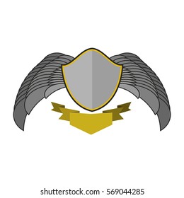 Shield and wings logo. Heraldic emblem. Antique coat template
