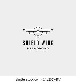 shield wings technology logo design vector internet defender symbol sign icon