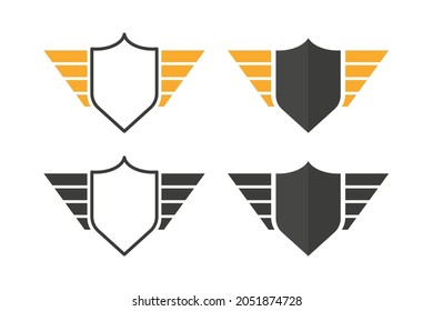 Escudo con alas. Ilustración vectorial en diseño plano