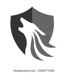 the shield of wolf head logo design secure security vector sign 
powerful concept illustration