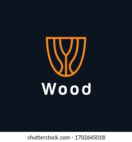 Shield Wood Logo design vector template with Modern agriculture Concept style.