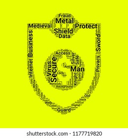 shield word cloud. word cloud of shield shape can be use for blog.