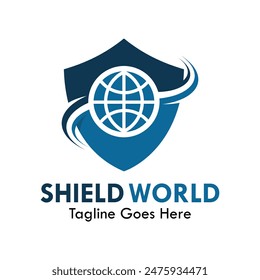 Shield world design logo template illustration