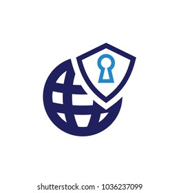 Shield World Icon Logo design template.