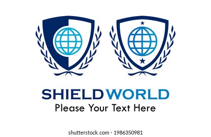 Shield world logo template illustration