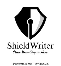 Shield writer vector logo template. This design use pen and shield symbol. Suitable for publisher.