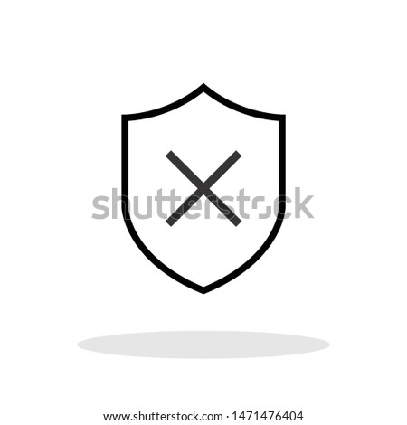 Shield with X icon in trendy flat style. Vulnerability symbol for your web site design, logo, app, UI Vector EPS 10. 
