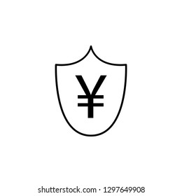 shield, yuan icon. Element of finance illustration. Signs and symbols icon can be used for web, logo, mobile app, UI, UX on white background