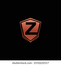 Shield with Z Icon Silhouette, Z letter with Shield vector