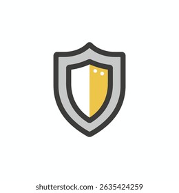 Shielded icon protects modern isolated white background secure defense